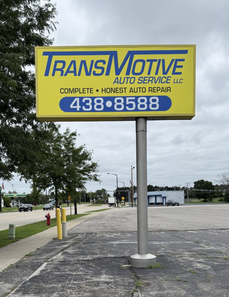 updated pylon sign for Transmotive by Quick Signs of Green Bay