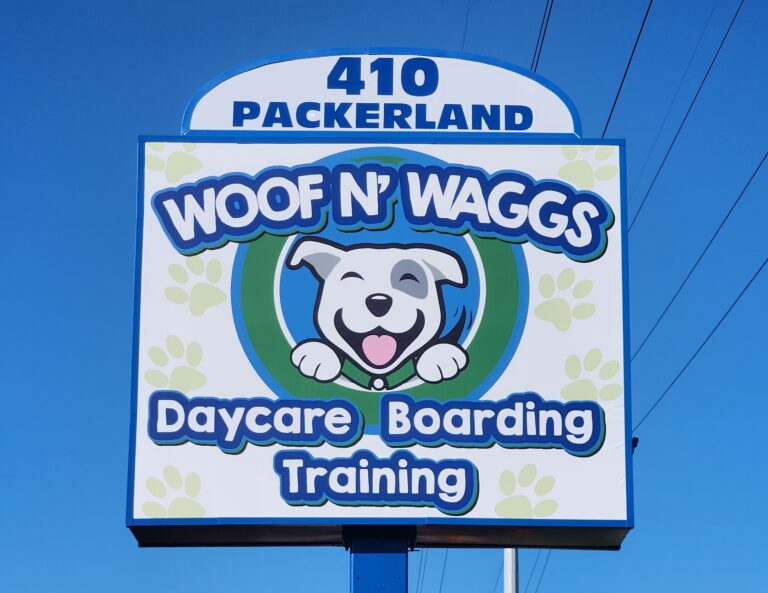 Close up of new pylon sign faces