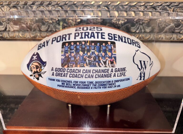 Bay Port High School custom football for the coaches.