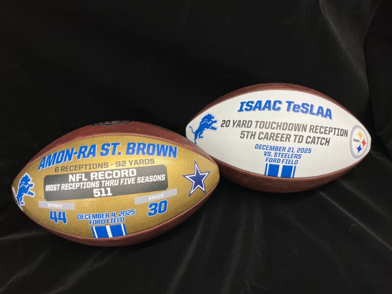Commemorative Game Balls for the Detroit Lions